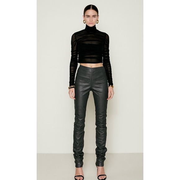 NWT RETROFETE Faux Leather High Rise Y2K Cyber Goth Straight Cigarette Pant XS